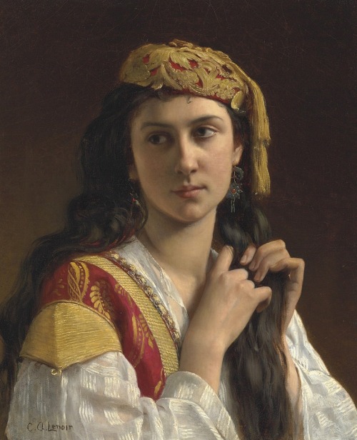 Charles Amable Lenoir, Day Dreams ou la Jeune fille Grecque, XIXe siècle, huile sur toile 56.8 x 46.8 cm, USA, Dahesh Museum of Art